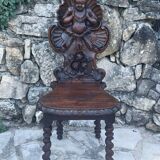 Chaise escabelle en chêne