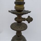 Pied de lampe en bronze / laiton, fin XIXème