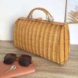 Sac à main valisette rotin vintage