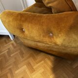 1970s yellow suede armchair