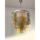 Contemporary Tronchi Murano Multicolor Glass Chandelier, Set of 2 or a Pair of Chandeliers
