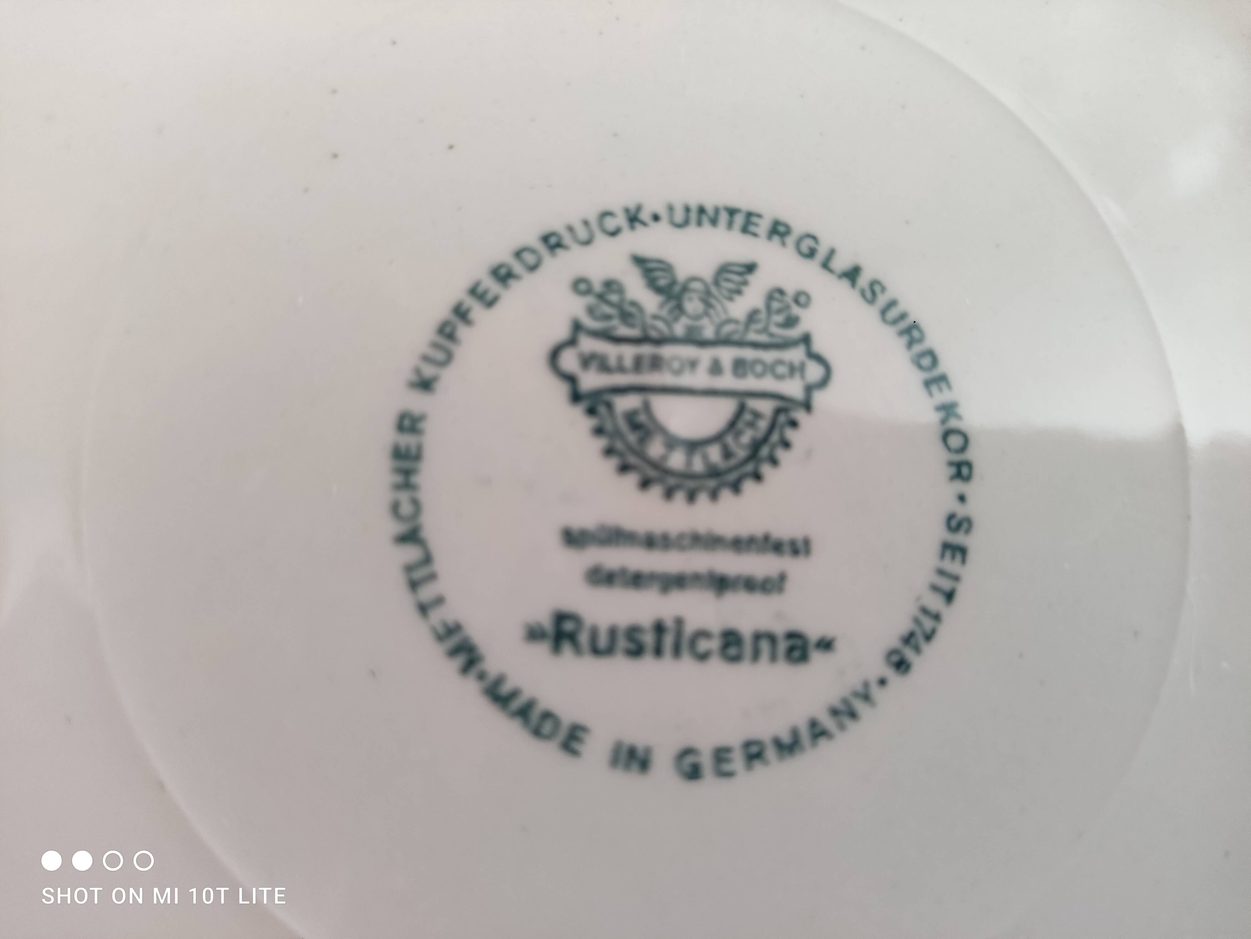 Set of 6 hollow plates in opaque porcelain Villeroy & Boch model Rusticana red English décor