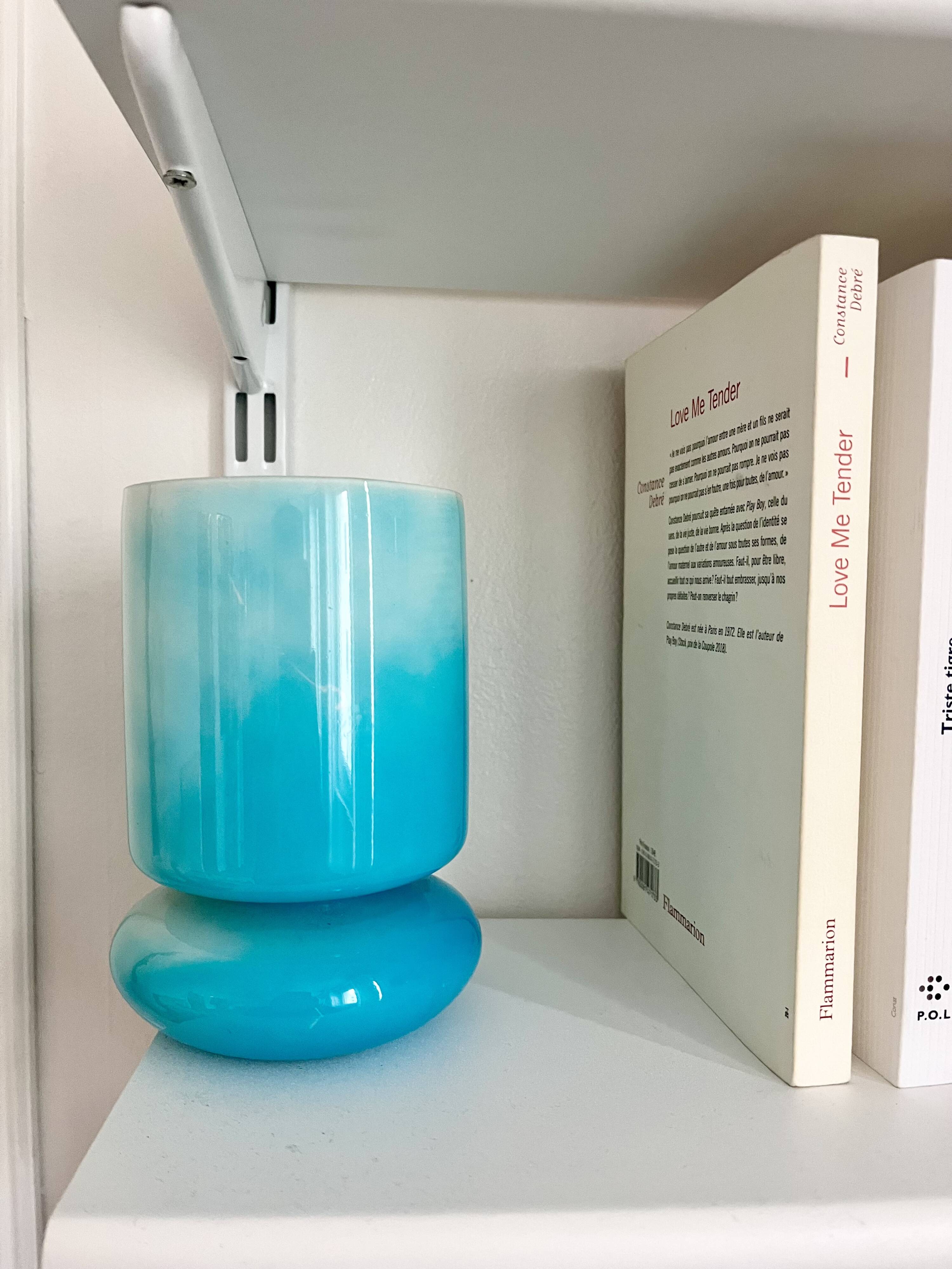 Vintage blue blown glass lamp 90