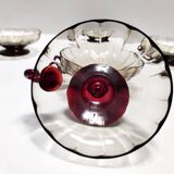 Set of Ten Smoked and Crimson Murano Glass Dessert Bowls in the style of Ze
