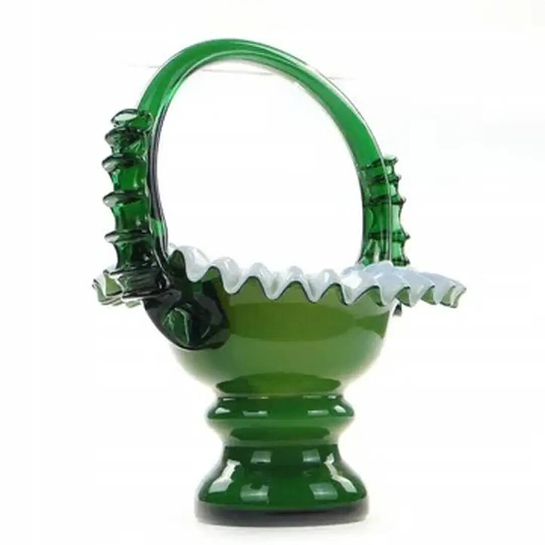 Ruffled vase, mid-century modern, glass, design by L. Fiedorowicz, Poland, 1970s