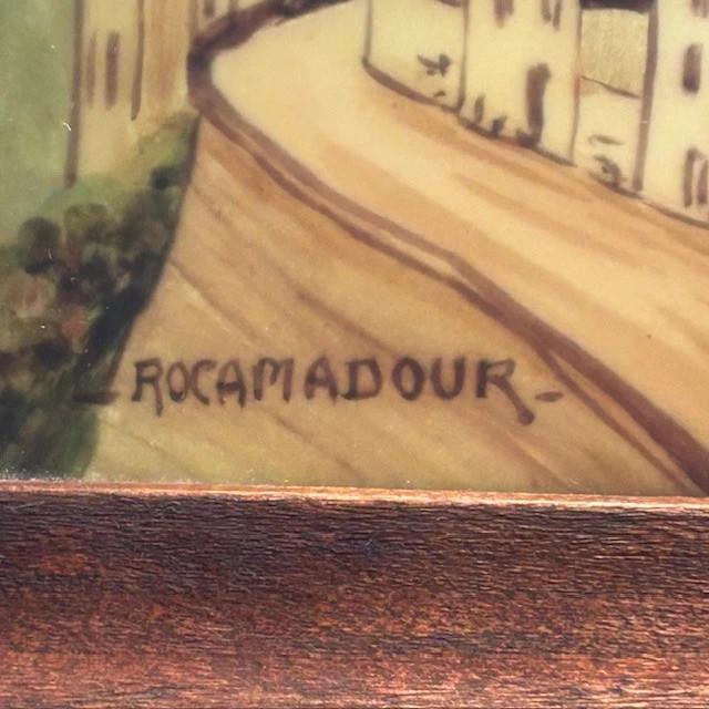 Painting on / under glass depicting Rocamadour
