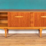 Retro Teak 1960s Long Mid Century Sideboard With Sliding Doors