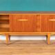 Retro Teak 1960s Long Mid Century Sideboard With Sliding Doors