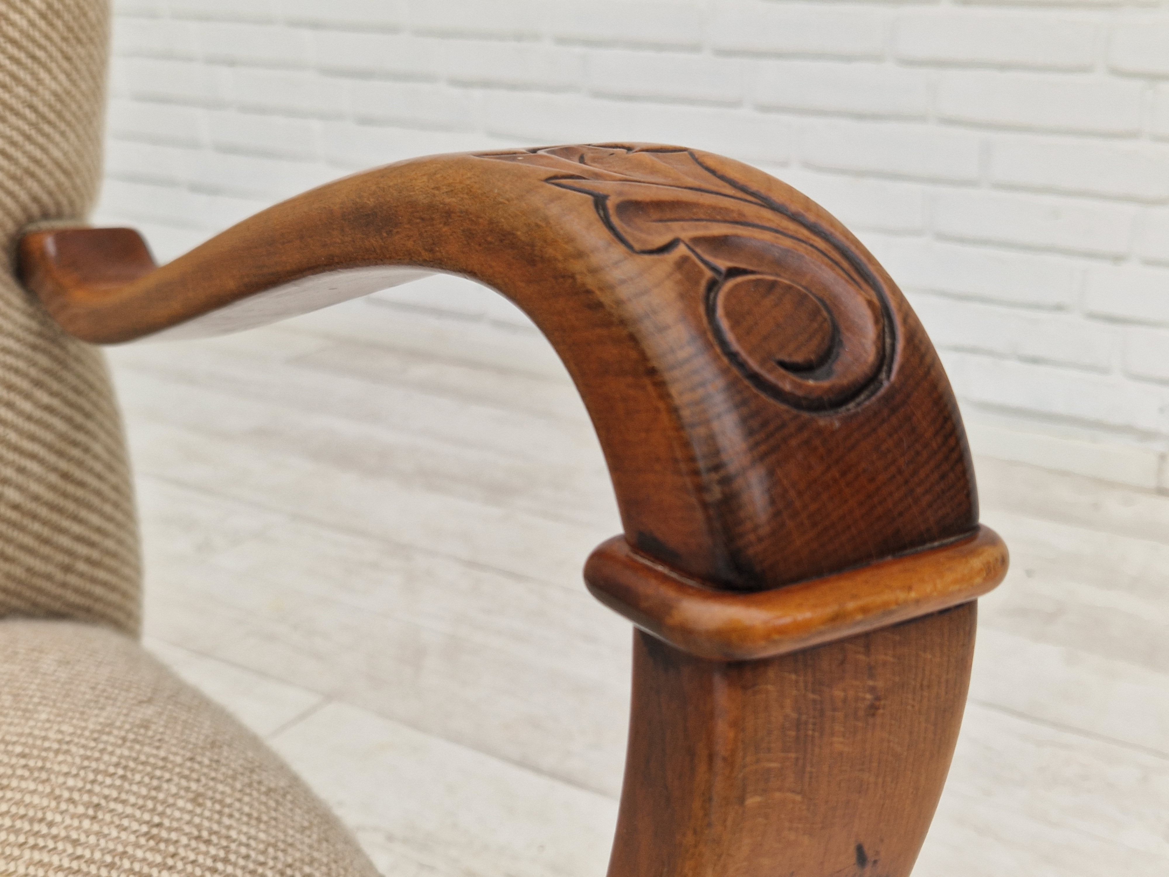 1960s, Danish design, armchair in quality furniture wool fabric.