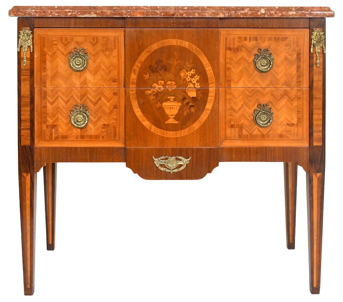 Louis XVI style commode in marquetry