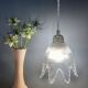 Vintage tulip flower pendant light in ribbed glass