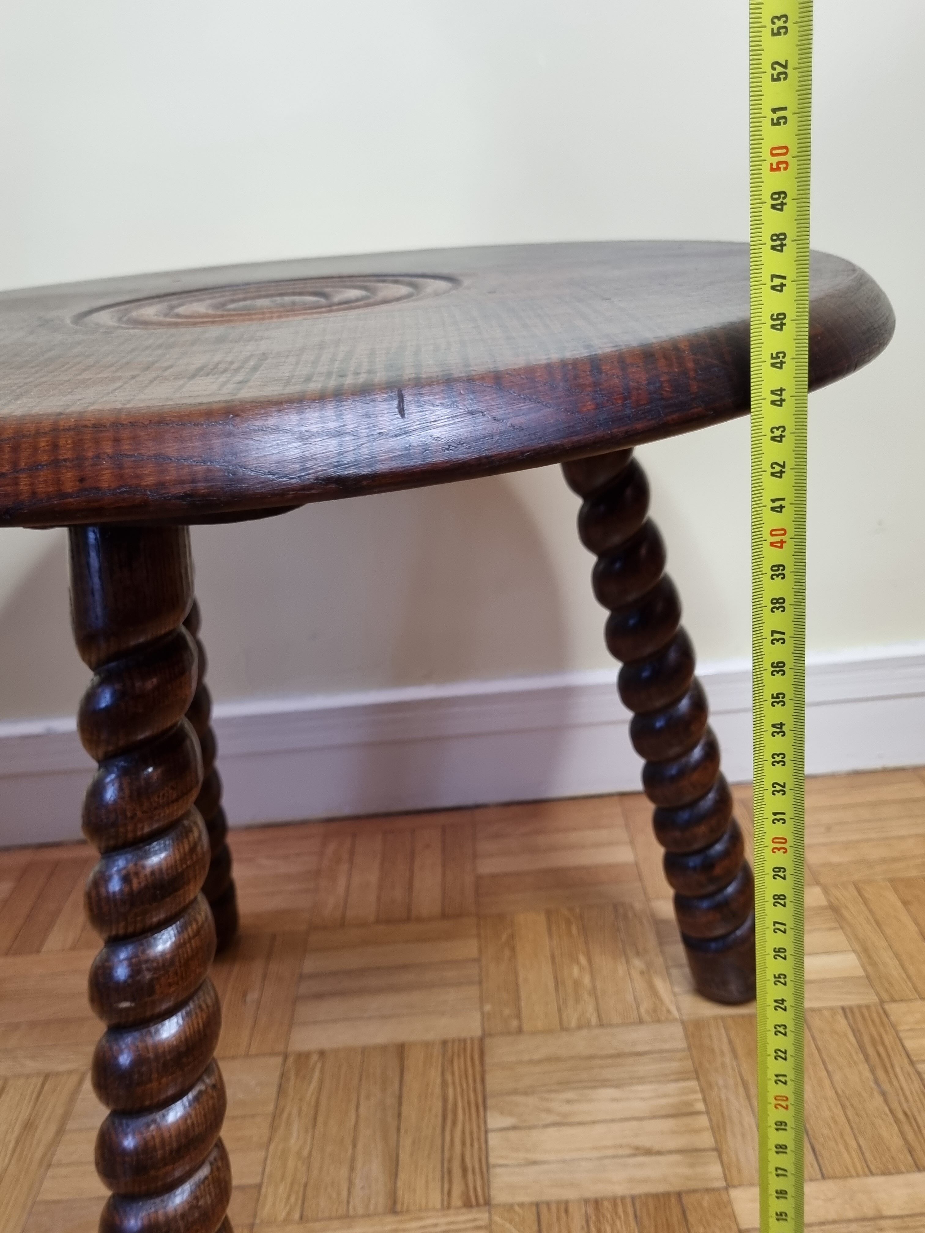 Round wooden coffee table turned Breton style, 50 cm