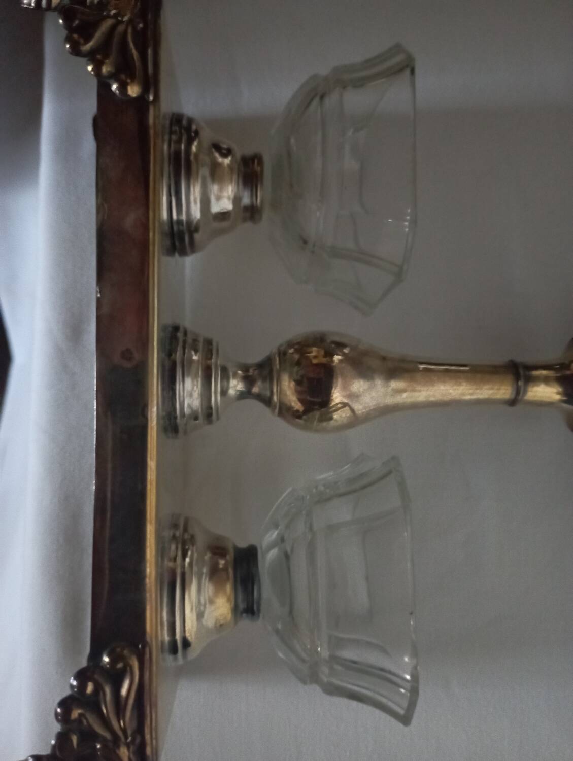 Crystal and silver-plated metal salt cellar