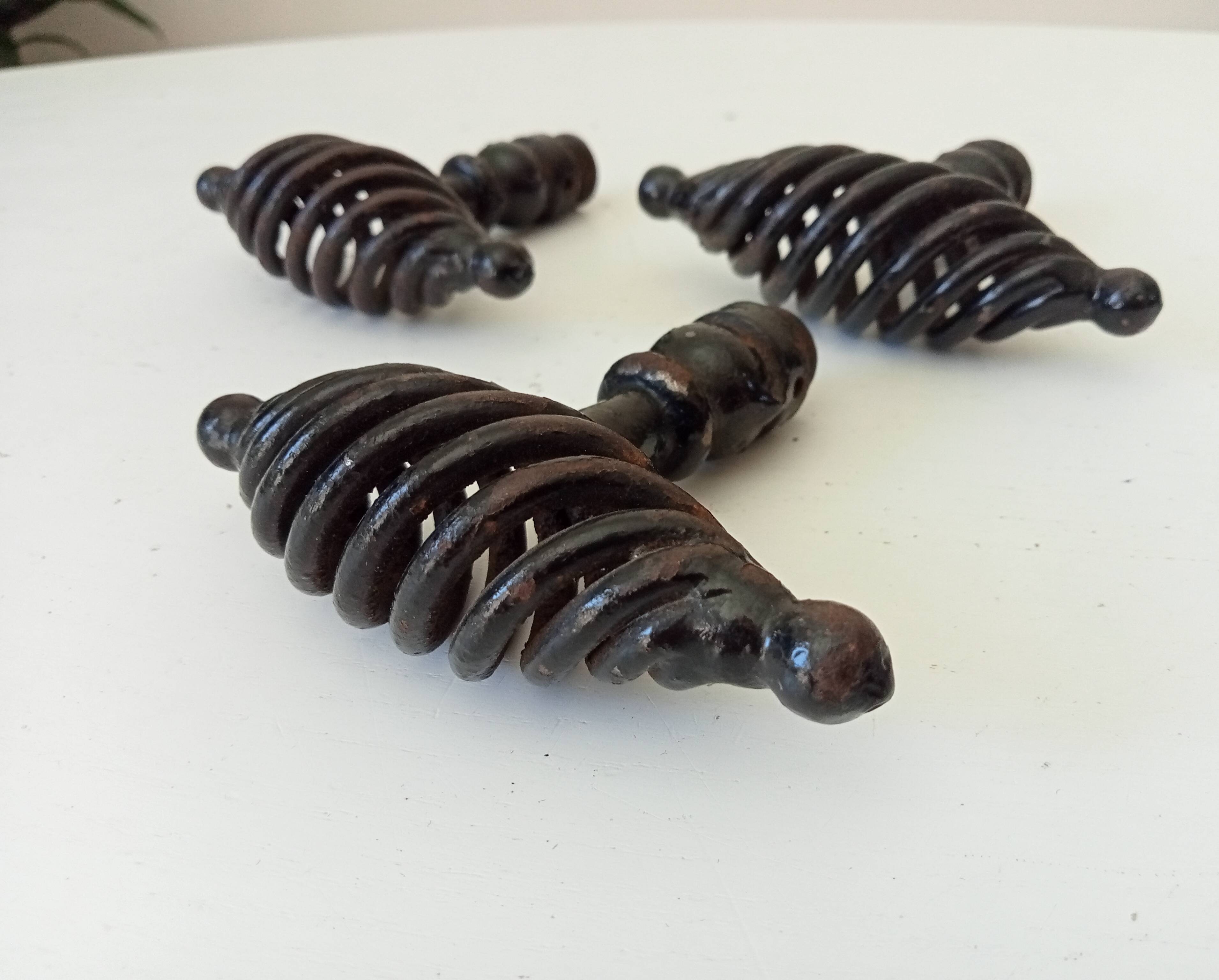 Antique twisted wrought iron door handle