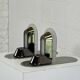 Pair of vintage stainless steel and glass wall lights