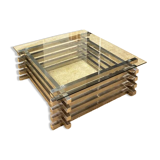 Polished stainless steel coffee table - Italian '70s style