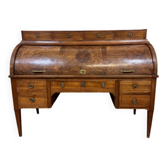 Important Louis XVI period central cylinder desk in walnut
