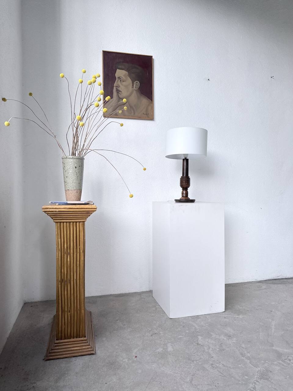 1940s Art Deco oak desk lamp