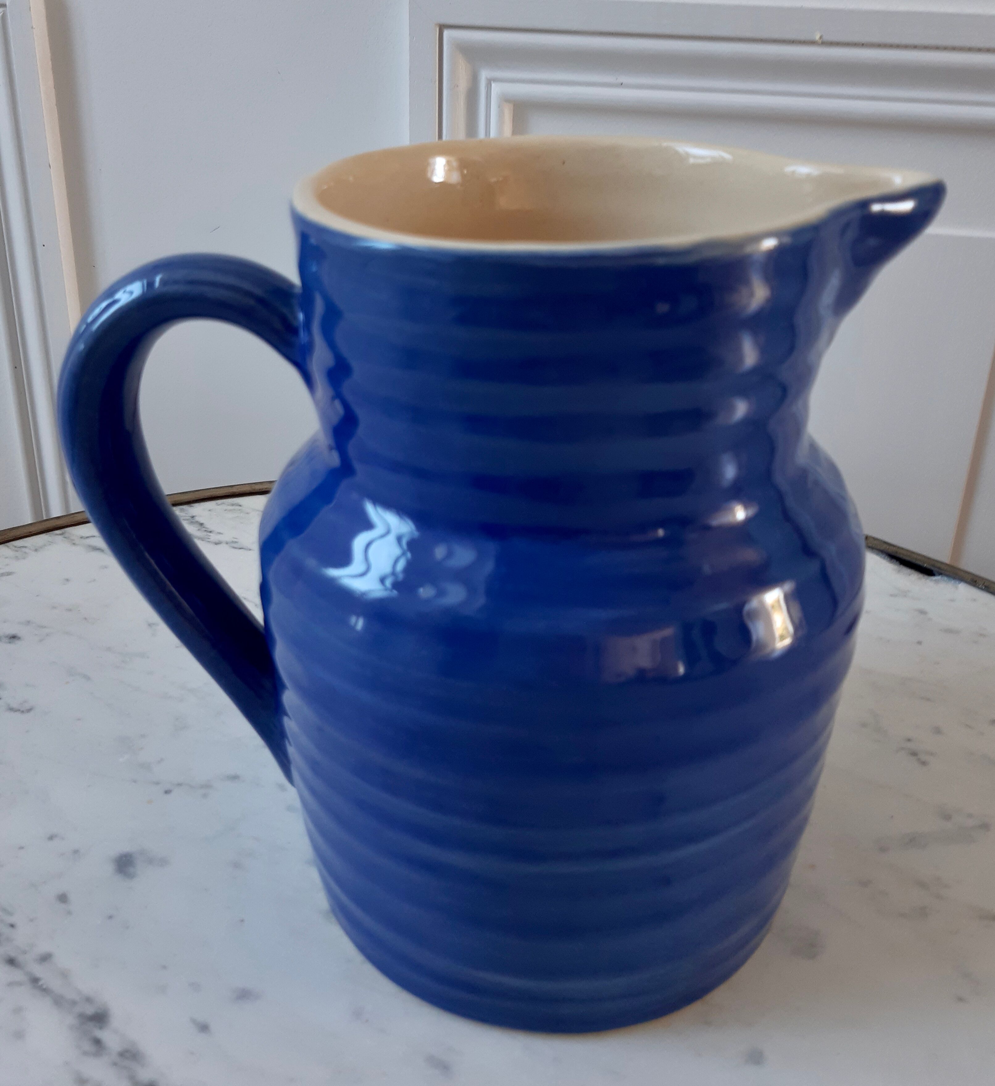 Ancient blue pitcher made in france