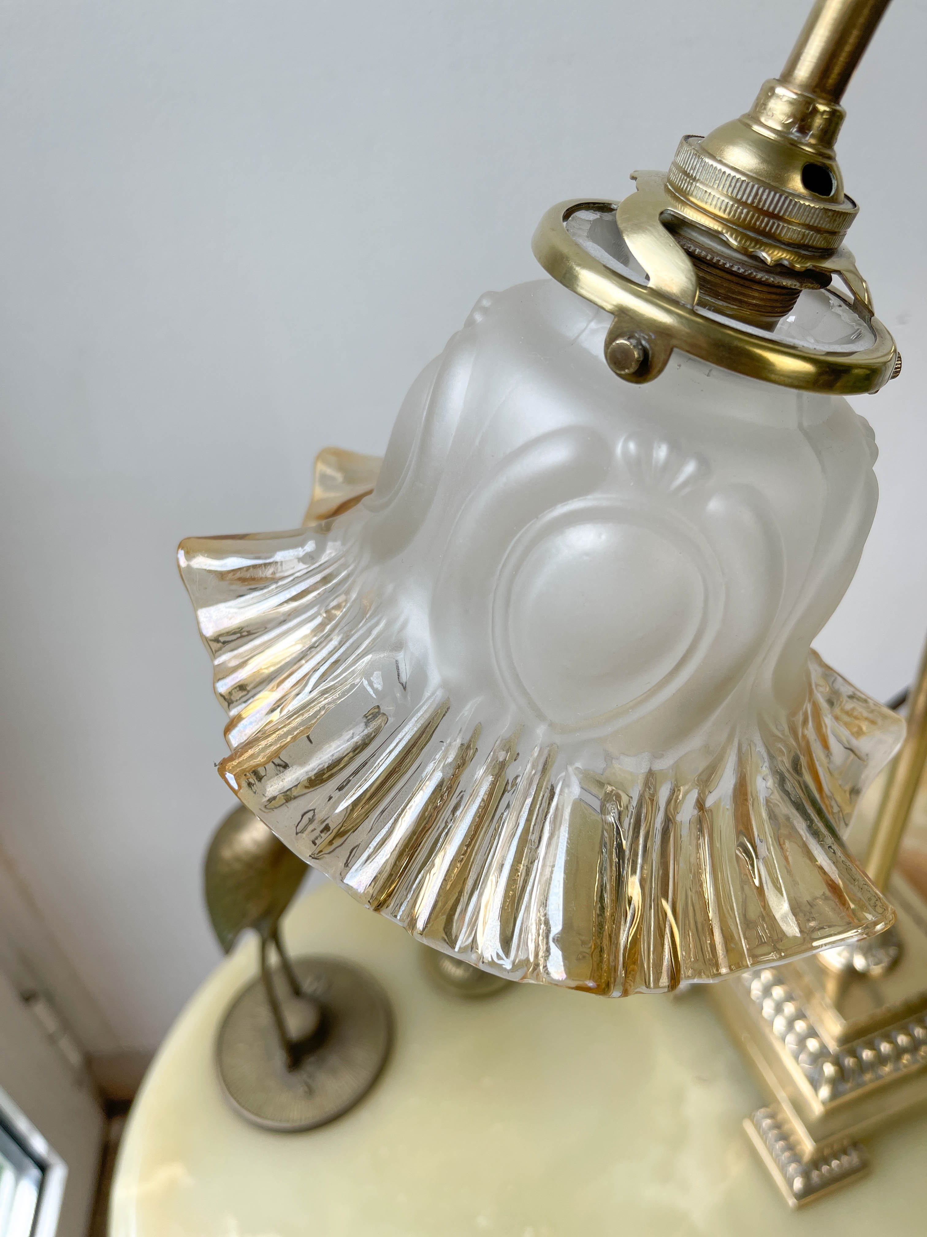 Pair of art deco style "up and down" swan neck desk lamps