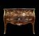 Commode sauteuse galbée en laque à décor Chinois époque début XXeme
