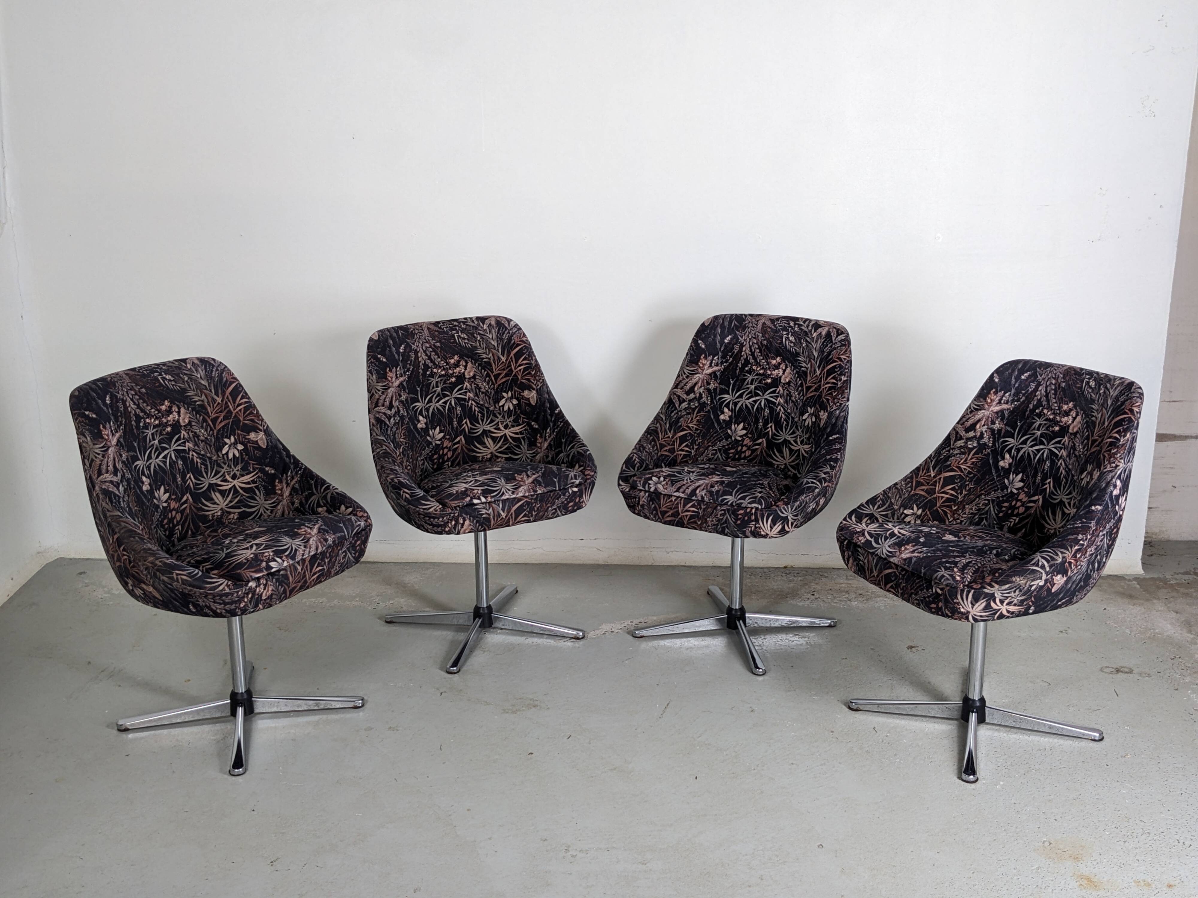 Set of 4 vintage swivel shell chairs - 1970s