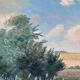 Large vintage original landscape dog oil painting