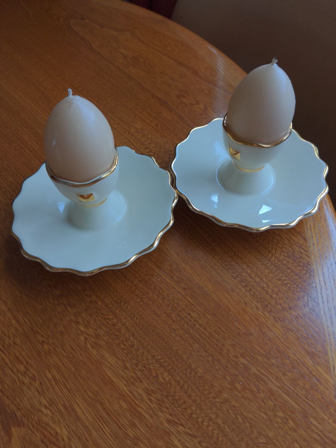 Lot two eggcups ceramic artichoke