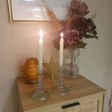 Pair of glass candlesticks