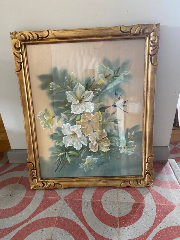 Peinture sur soie encadré