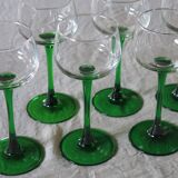 6 colored white wine glasses from Alsace in very good condition