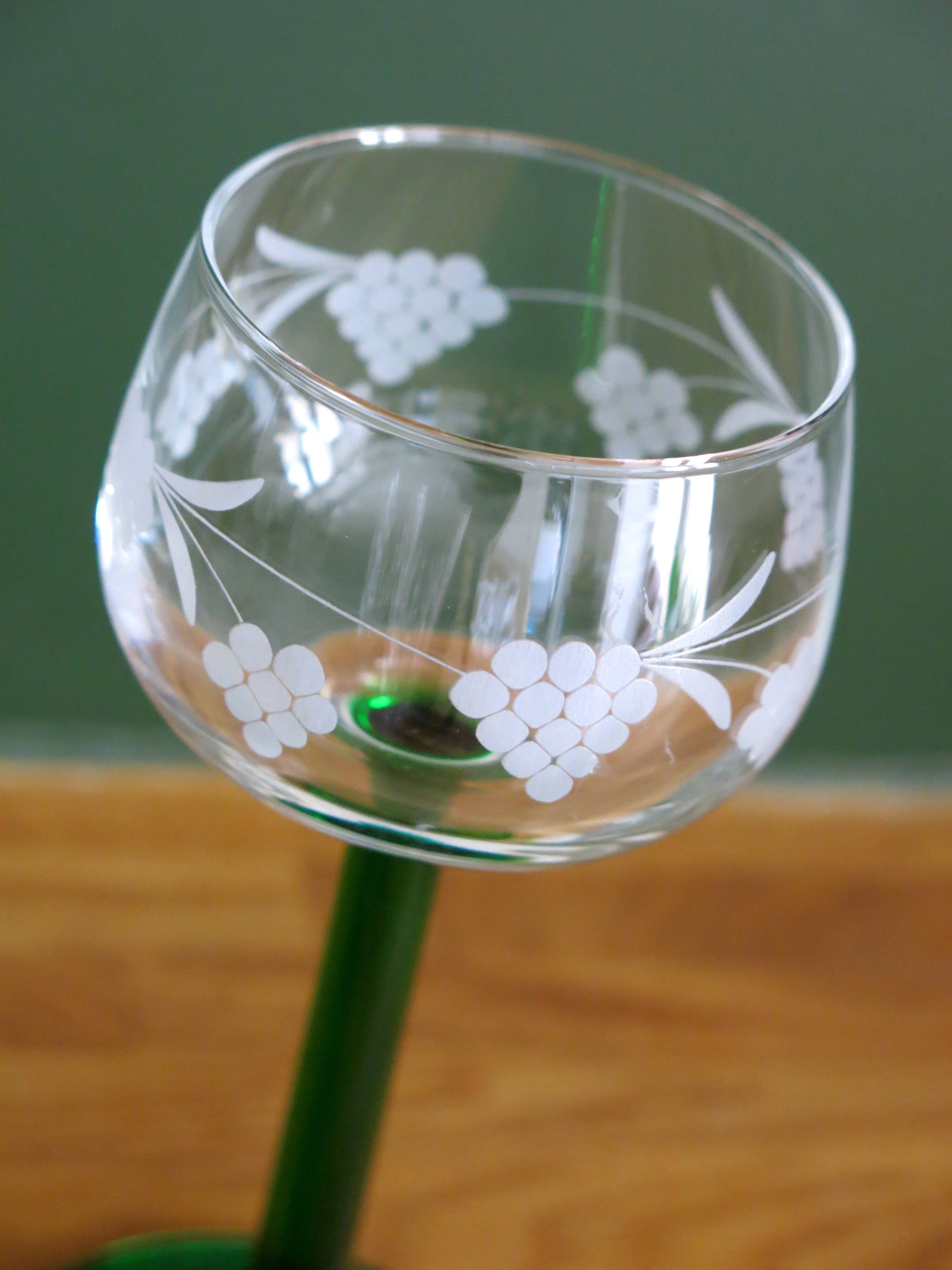 6 verres à vin d'Alsace sérigraphiés en très bon état