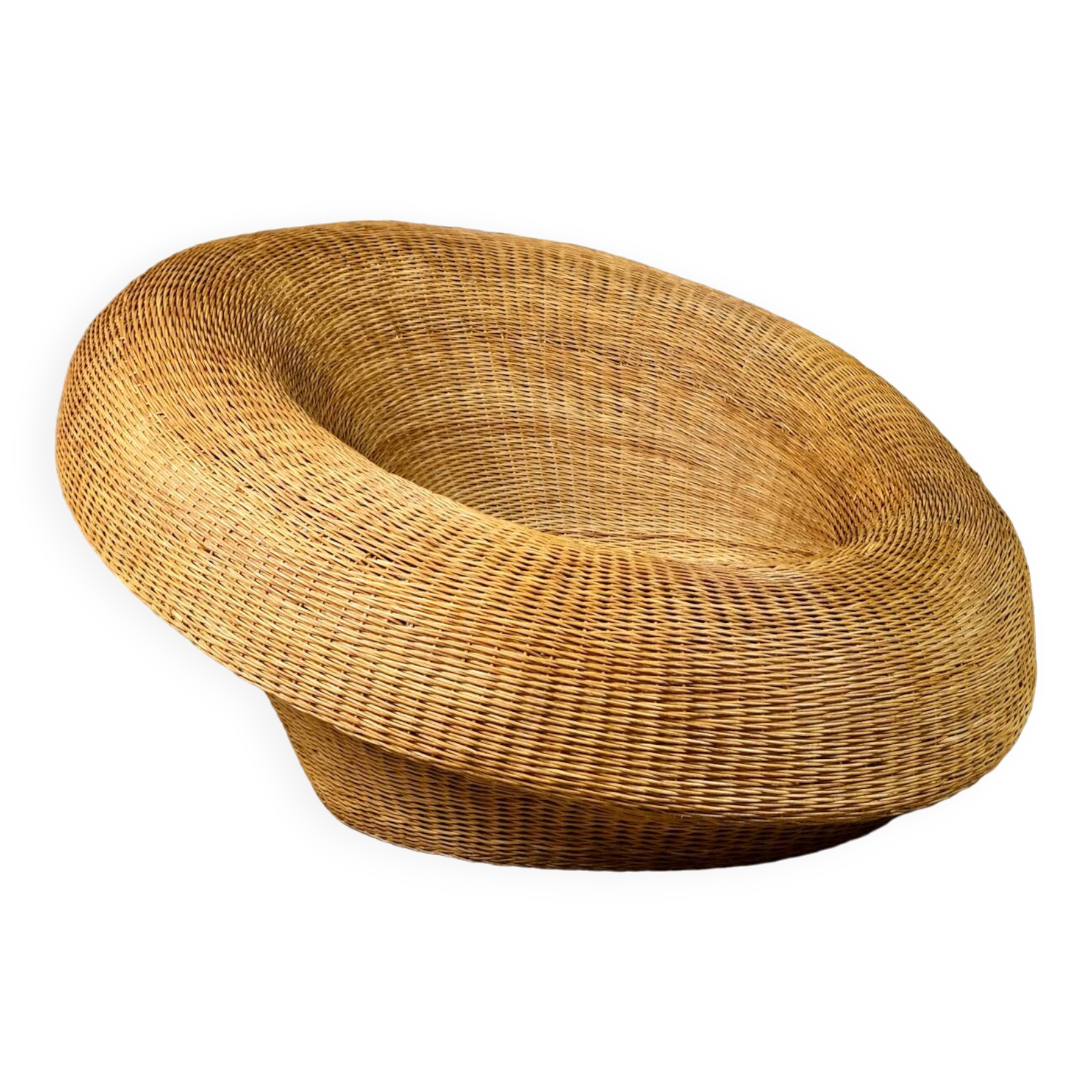 Large wicker basket armchair, Italy, 1970s