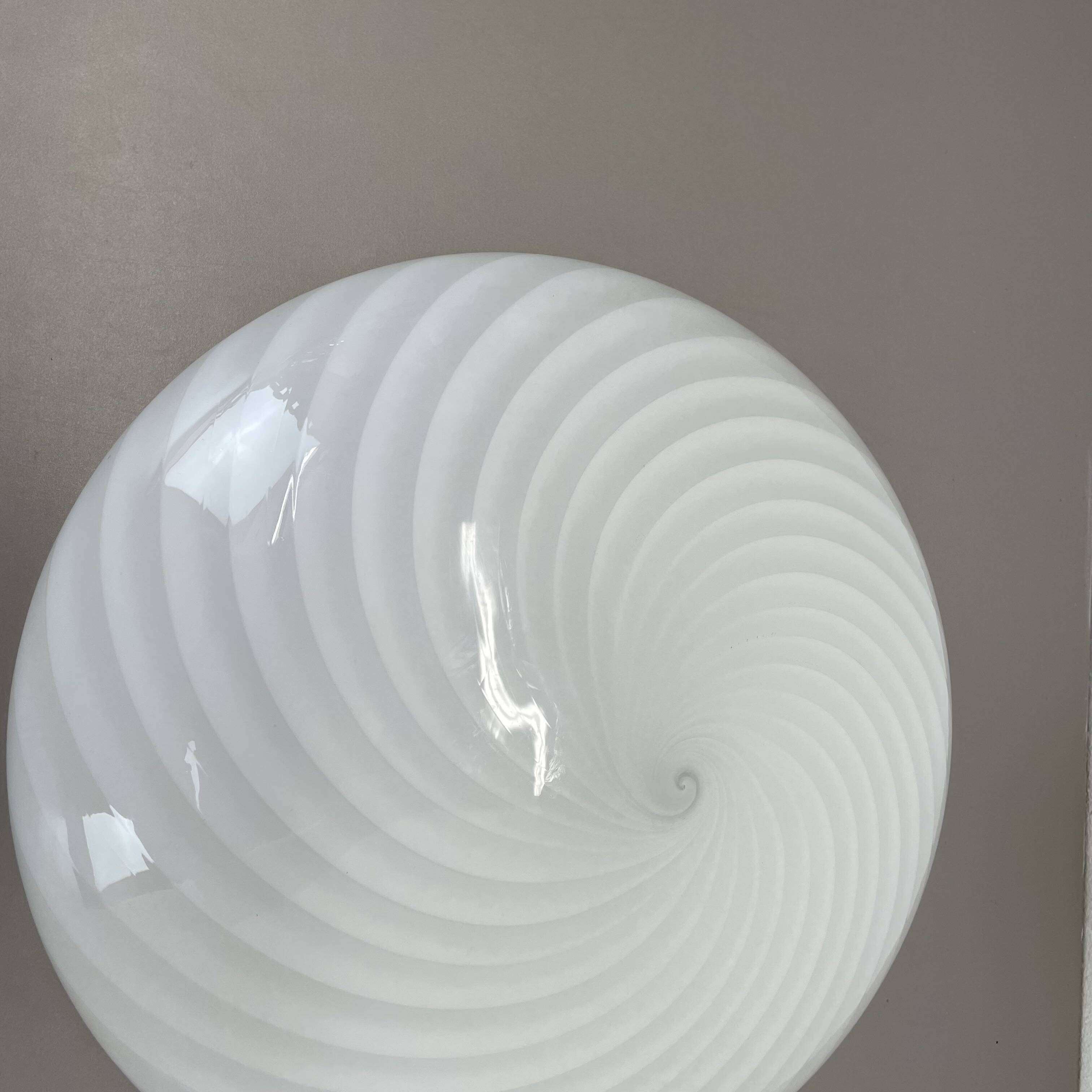 Large 38cm "swirl" murano glass ceiling wall light by vetri murano, italy, 1970s