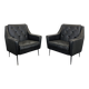 Paire de fauteuils design italien en skaï noir