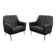 Paire de fauteuils design italien en skaï noir