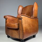 Set of 2 sheepskin club armchairs
