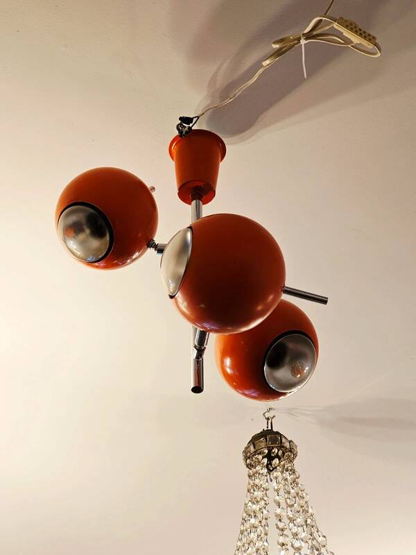 Vintage seventies orange eyeball ceiling light