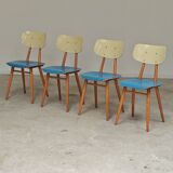 Set of 4 wooden chairs TON Bystrice Thonet blue