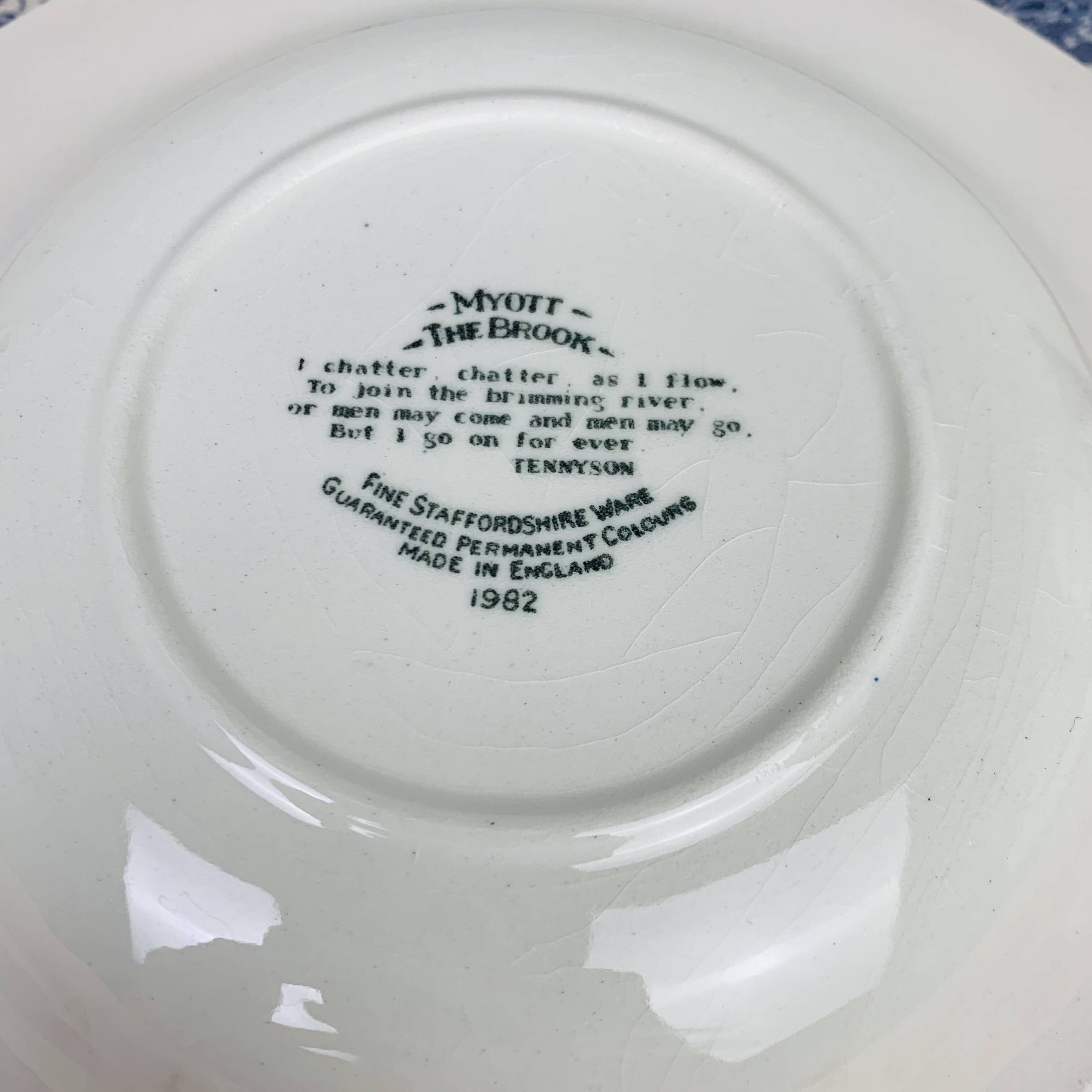 5 Myott The Brook English ironstone soup plates