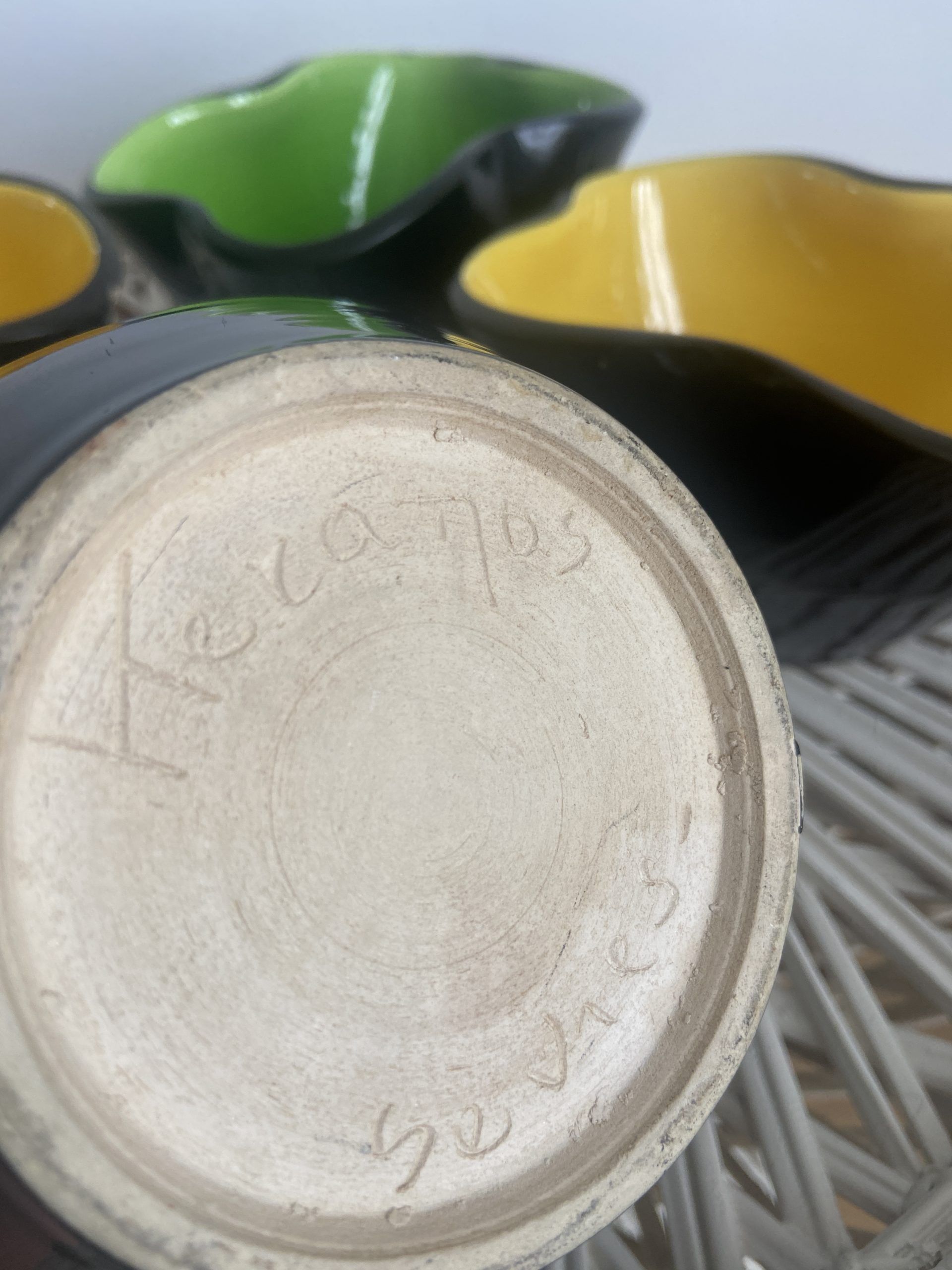 Set of 4 ceramic bowls or empty pockets from the Kéramos workshop in Sèvres, 1950