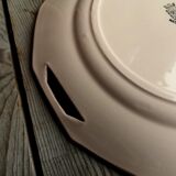 Ancient dish with anses in rose ceramics signed saint-amand