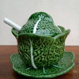 Soup tureen and cabbage slipware dish