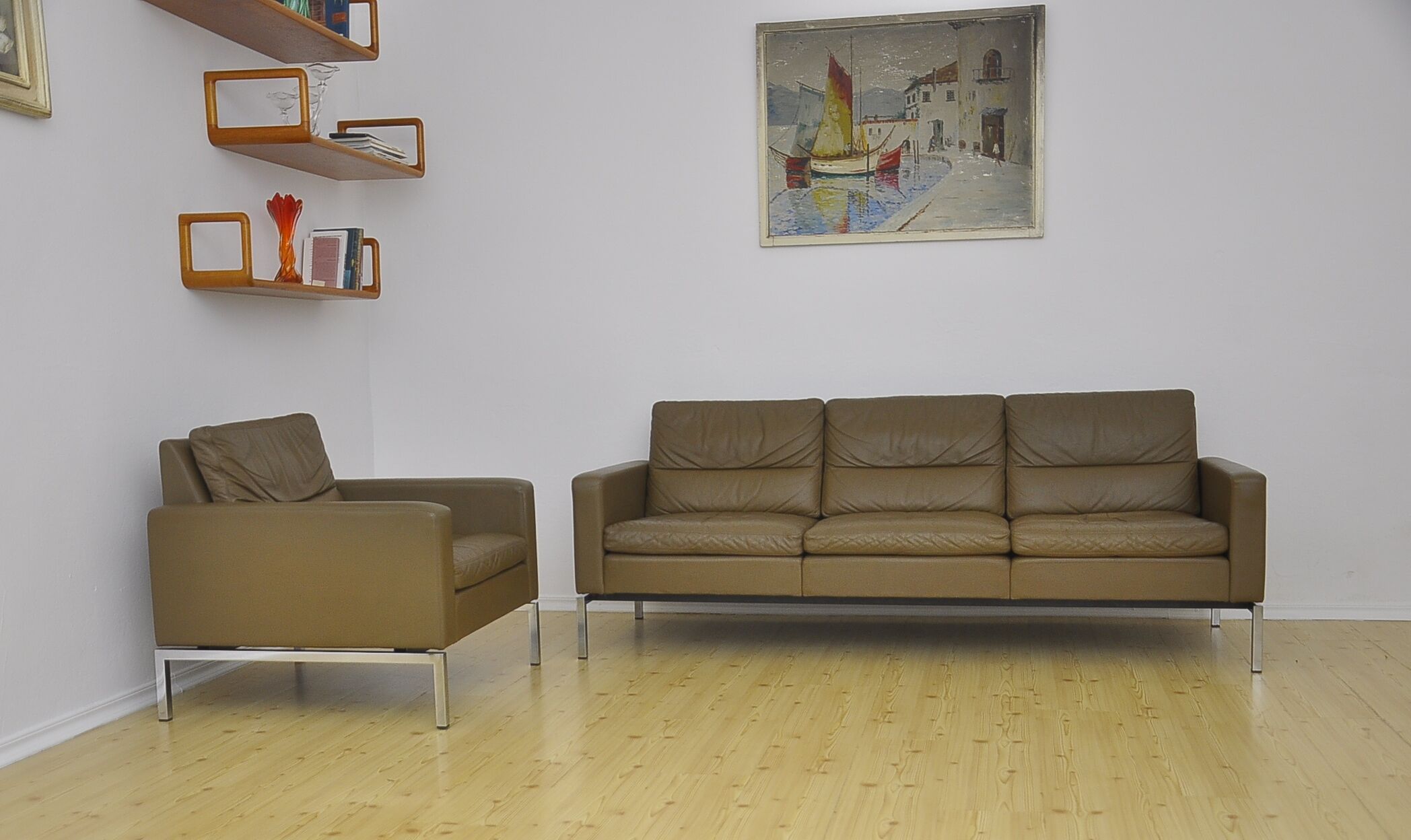 Leather sofa and armchair by Hans Peter Piehl for Wilkhahn, 1960s