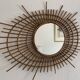 Vintage 1960s sunburst rattan ortf style spiral eye mirror - 90 x 67 cm