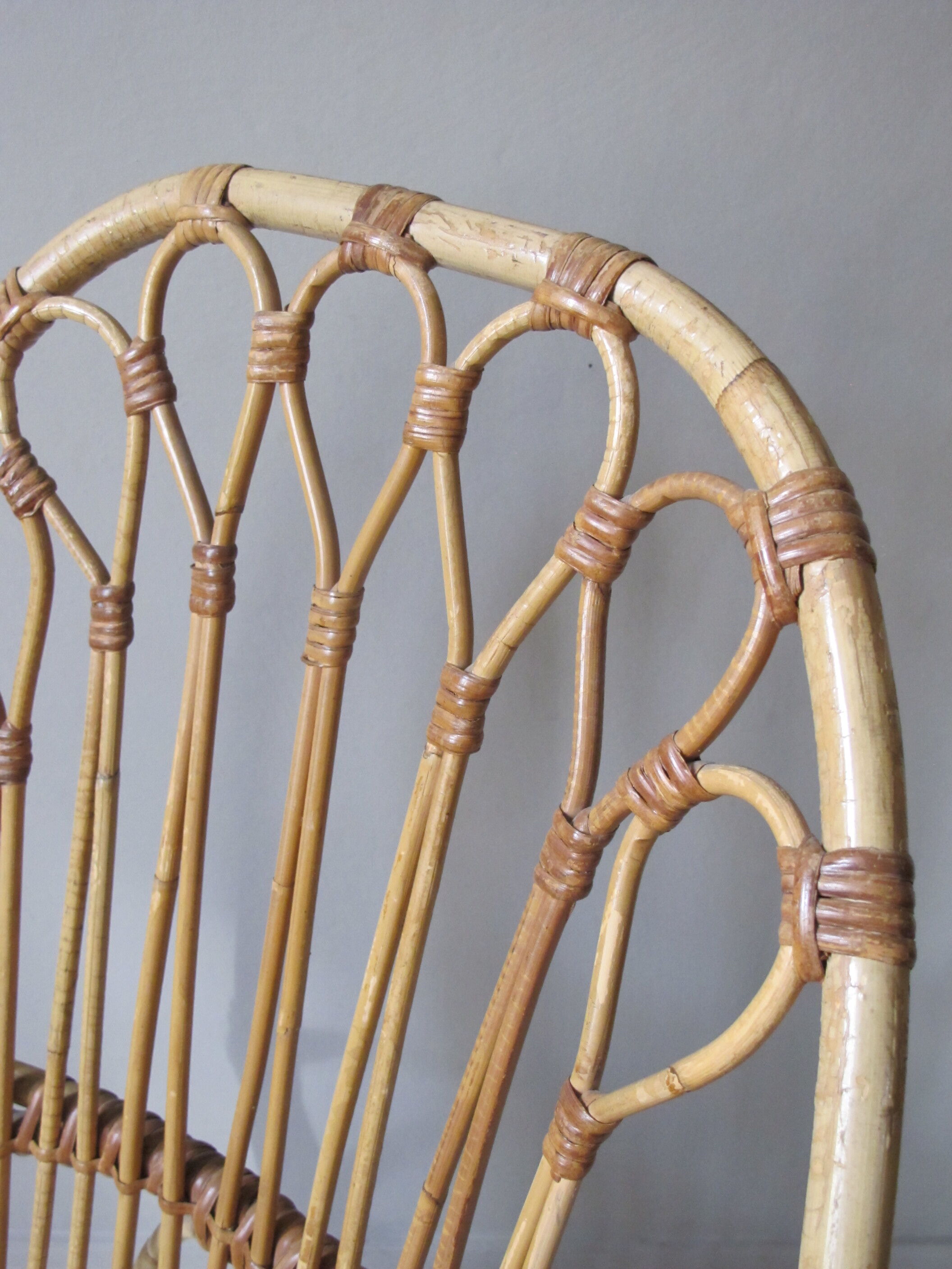 Pair of armchairs in rattan wicker vintage Bohemian style