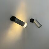 Pair of vintage adjustable brushed aluminum wall lights, France, 1970s