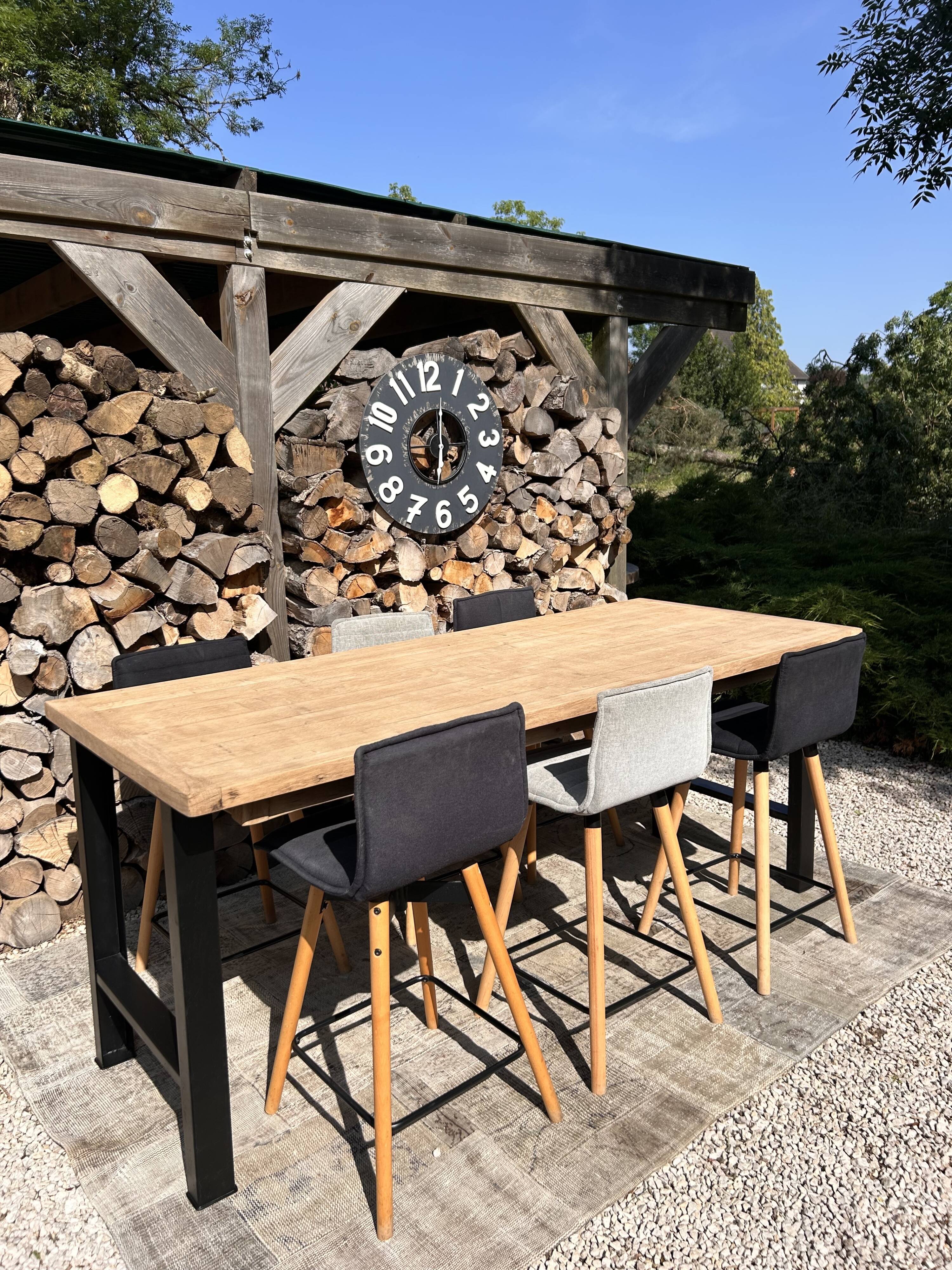 High table, island in wood and metal