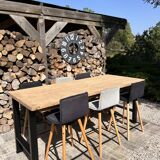 High table, island in wood and metal