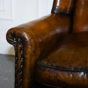 Victorian Hand-Dyed Brown Leather Reading Chair